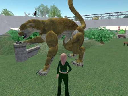 Bobcat statue in the Help Island park in Second Life