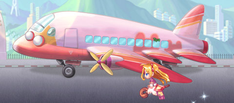 Can't stop progress -- Tipa flies her staff past the LaTale airport.