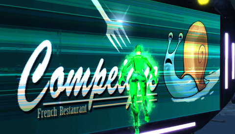 The Green Reaper checks out a billboard in Millennium City