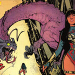 Panel from Future State: Wonder Woman #1, with Zara as Wonder Woman fighting a large purple monster